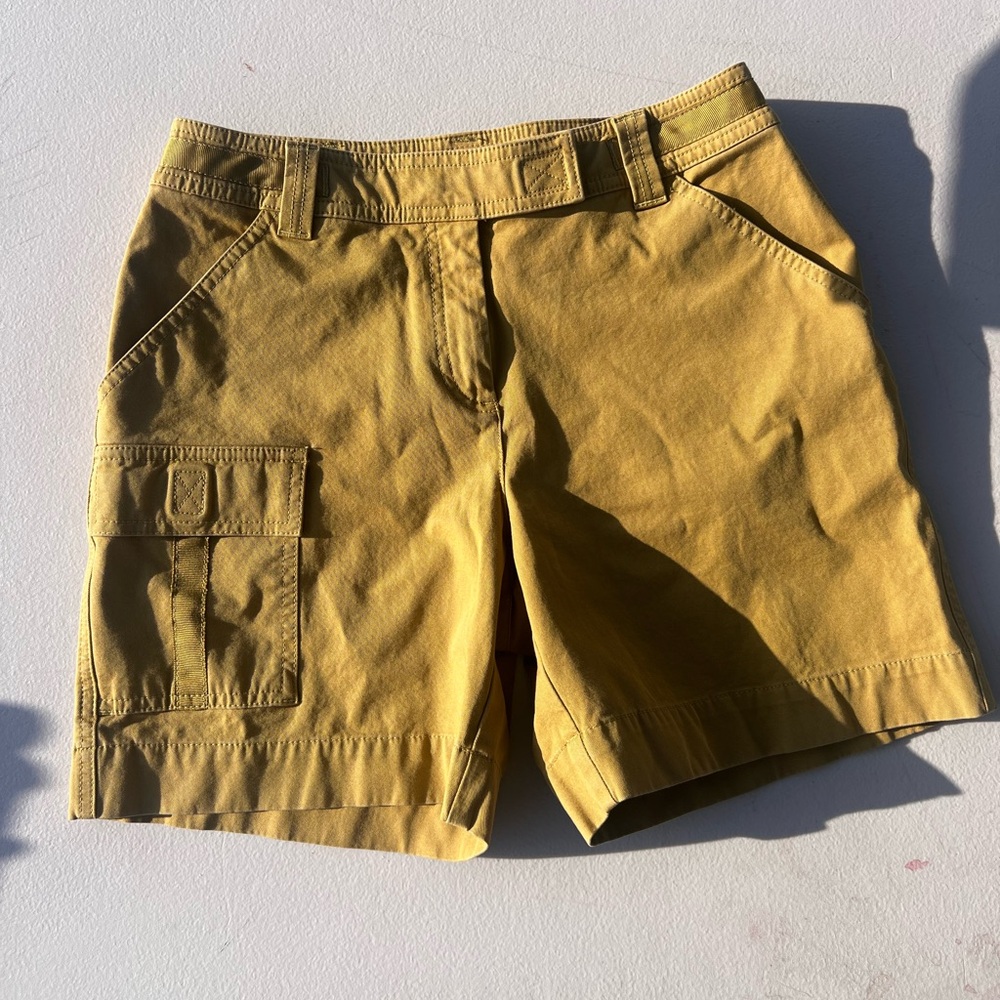 J Jill Shorts Womens 4 Camel Cargo Flat Front Cotton Lightweight